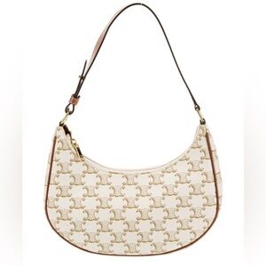 Celine Ava Bag in Triomphe Canvas and Calfskin - Griege